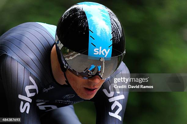 Ben Swift of Great Britain and Team Sky in action during Stage Six of Vuelta al Pais Vasco on April 12, 2014 in Markina, Spain.