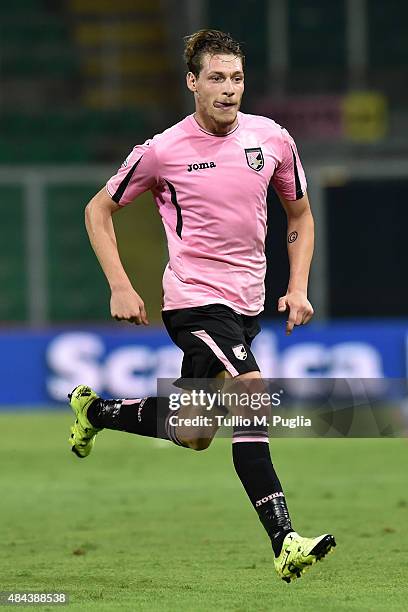 Andrea Beolotti of Palermo in action during the TIM Cup match between US Citta di Palermo and US Avellino at Stadio Renzo Barbera on August 15, 2015...