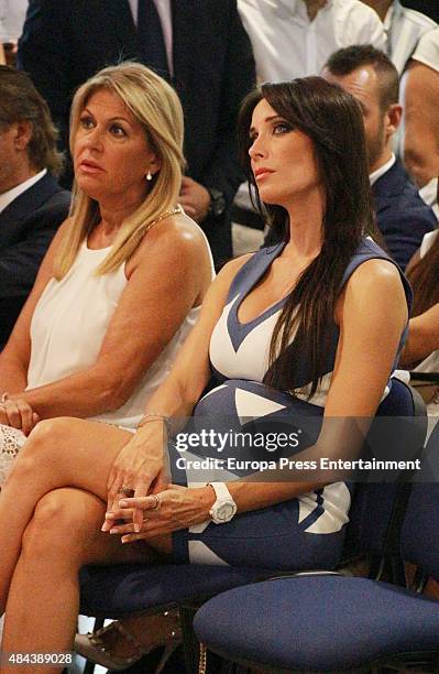 Paqui Garcia and Pilar Rubio during a press conference to announce Ramos' new five-year contract with Real Madrid at the Santiago Bernabeu stadium on...