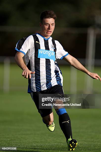 Newcastle United u21 Callum Roberts in action between Newcastle United and Blackburn Rovers U21 on August 17, 2015 in Newcastle upon Tyne, England.