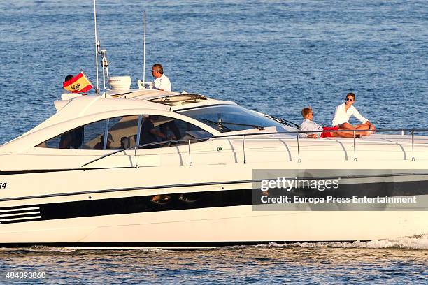 Queen Letizia of Sapin , King Felipe of Spain , Juan Valentin Urdangarin and Miguel Urdangarin are seen on August 02, 2015 in Palma de Mallorca,...