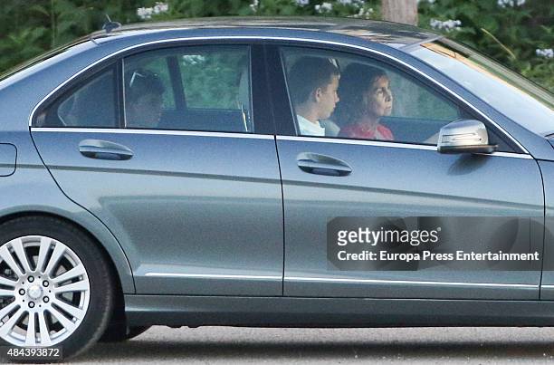 Queen Sofia of Grecia, Juan Valentin Urdangarin, Miguel Urdangarin and Victoria Marichalar are seen on August 02, 2015 in Palma de Mallorca, Spain.