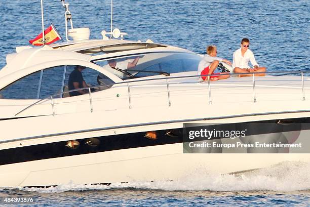 Queen Letizia of Sapin , King Felipe of Spain , Juan Valentin Urdangarin and Miguel Urdangarin are seen on August 02, 2015 in Palma de Mallorca,...