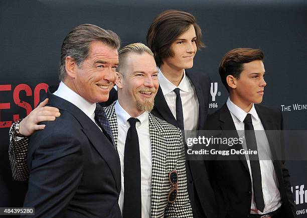 Sean Brosnan, Pierce Brosnan, Dylan Brosnan and Paris Brosnan arrive at the premiere of The Weinstein Company's "No Escape" at Regal Cinemas L.A....