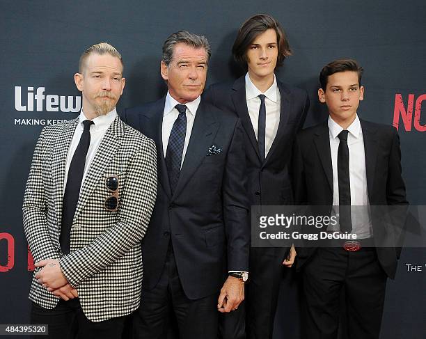 Sean Brosnan, Pierce Brosnan, Dylan Brosnan and Paris Brosnan arrive at the premiere of The Weinstein Company's "No Escape" at Regal Cinemas L.A....