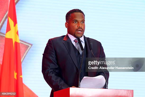 Ato Boldon presents the IAAF Congress Opening Ceremony at the Great Hall of the People at Tiananmen Square on August 18, 2015 in Beijing, China.