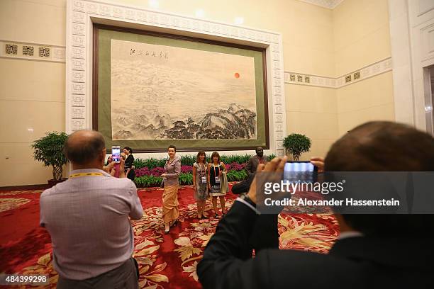 Guests arrive for the IAAF Congress Opening Ceremony at the Great Hall of the People at Tiananmen Square on August 18, 2015 in Beijing, China.