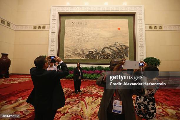 Guests arrive for the IAAF Congress Opening Ceremony at the Great Hall of the People at Tiananmen Square on August 18, 2015 in Beijing, China.