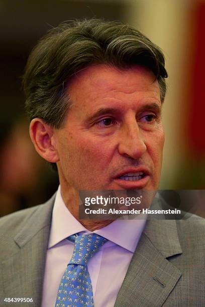 Lord Sebastian Coe attends the IAAF Congress Opening Ceremony at the Great Hall of the People at Tiananmen Square on August 18, 2015 in Beijing,...