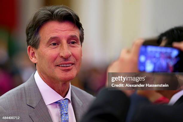 Lord Sebastian Coe attends the IAAF Congress Opening Ceremony at the Great Hall of the People at Tiananmen Square on August 18, 2015 in Beijing,...