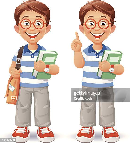 smart little boy - ginger glasses stock illustrations