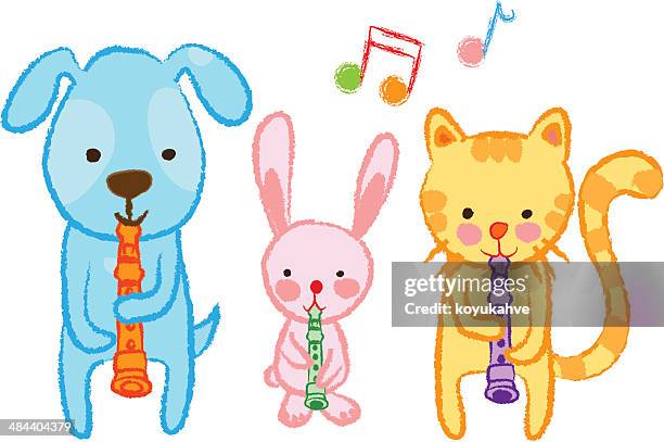 pet orchestra - playing flute stock illustrations