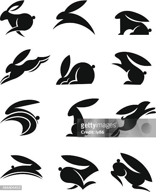 bunny icons - baby rabbit stock illustrations