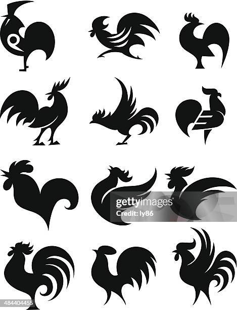 chicken icons - rooster stock illustrations