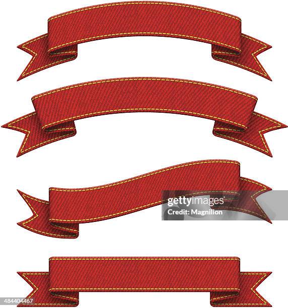 denim red ribbons - ribbon sewing item stock illustrations