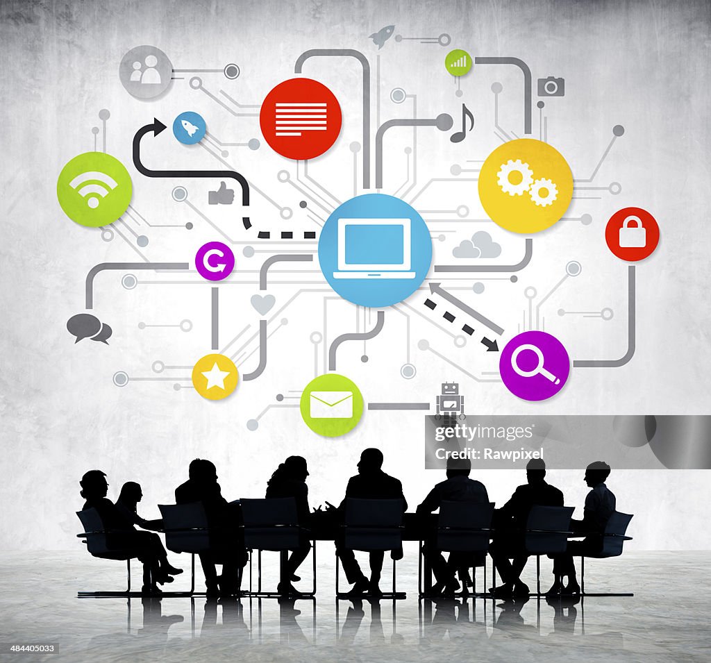 Group Of Business People Working And Global Networking
