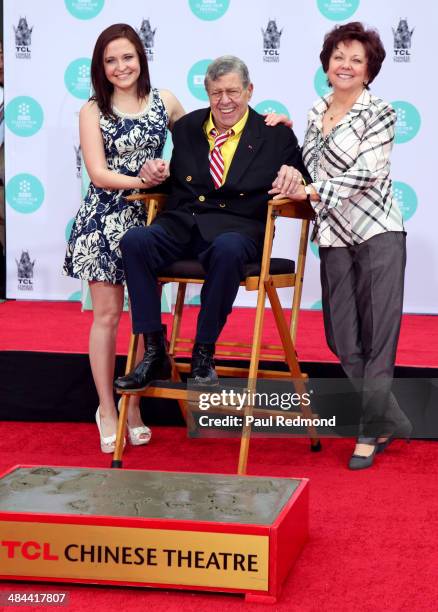 Actor Jerry Lewis , daughter Danielle Sarah Lewis and wife, actress SanDee Pitnick at the 2014 TCM Classic Film Festival - Jerry Lewis Hand And...