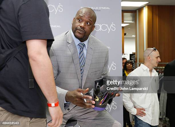 Former NBA player,:Shaquille O'Neal attends the Shaquille O'Neal collection launch at Macy's Herald Square on April 12, 2014 in New York City.
