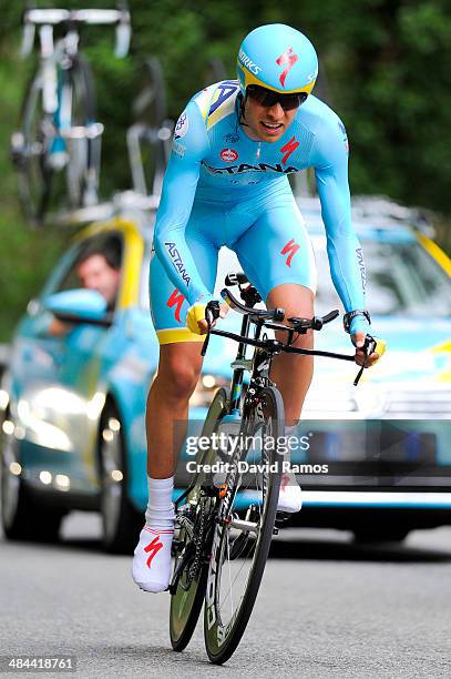 Mikel Landa of Spain and Astana Pro Team in action during Stage Six of Vuelta al Pais Vasco on April 12, 2014 in Markina, Spain.
