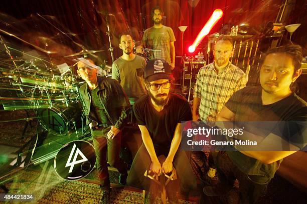 Musical group Linkin Park with band members Chester Bennington, Mike Shinoda, Rob Bourdon, Brad Delson Dave "Phoenix" Farrell and Joe Hahn are...