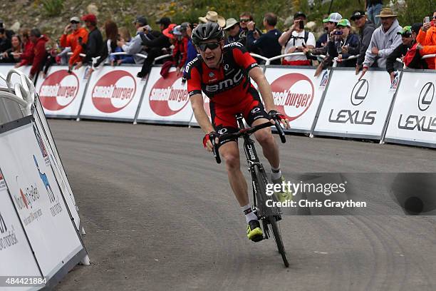 Brent Bookwalter of United States riding for BMC Racing crosses the finish line to win stage two from Steamboat Springs to Arapahoe Basin of the 2015...