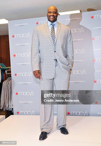 Shaquille O'Neal attends the collection launch of his new men's clothing line at Macy's Herald Square on April 12, 2014 in New York City.