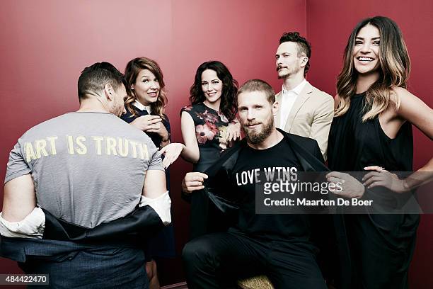 Actors Frank Grillo, Kiele Sanchez, Joanna Going, Jonathan Tucker, Jessica Szohr and Matt Lauria from DirecTV's 'Kingdom' pose in the Getty Images...