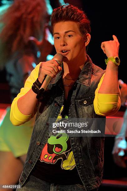 Enrico von Krawczynski performs during the rehearsal of the 3rd 'Deutschland sucht den Superstar' show at Coloneum on April 12, 2014 in Cologne,...