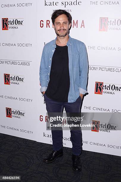 Actor Gael García Bernal attends a screening of Sony Pictures Classics' "Grandma" hosted by The Cinema Society and Kate Spade at Landmark Sunshine...