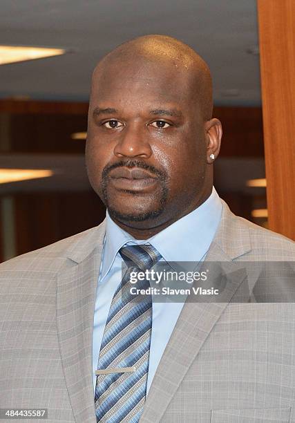 Former basketball great and TV personality, Shaquille O'Neal celebrates the launch of the "Shaquille O'Neal" collection at Macy's Herald Square on...