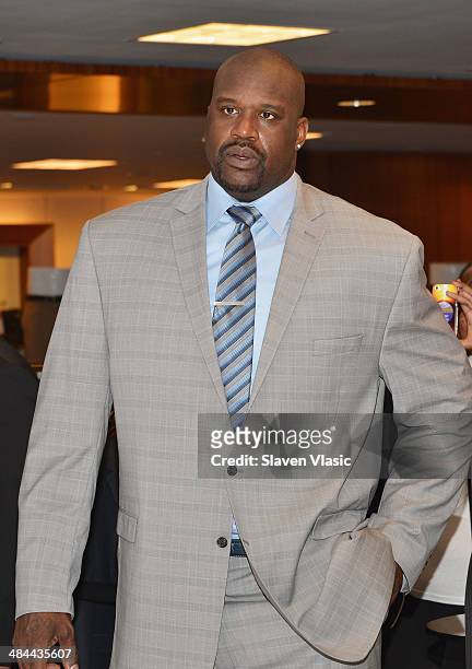 Former basketball great and TV personality, Shaquille O'Neal celebrates the launch of the "Shaquille O'Neal" collection at Macy's Herald Square on...