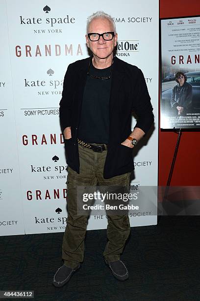 Actor Malcolm McDowell attends The Cinema Society and Kate Spade host a Screening of Sony Pictures Classics' "Grandma" at Landmark Sunshine Cinema on...