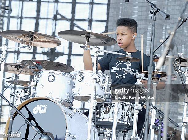 Musician Jarad Dawkins of Unlocking the Truth performs onstage during day 2 of the 2014 Coachella Valley Music & Arts Festival at the Empire Polo...