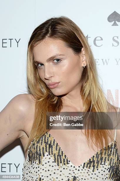 Model Andreja Pejic attends The Cinema Society and Kate Spade host a Screening of Sony Pictures Classics' "Grandma" at Landmark Sunshine Cinema on...
