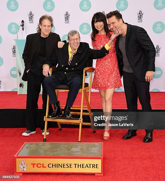 Richard Lewis, Jerry Lewis, Illeana Douglas and Dane Cook attend Lewis' Hand And Footprint Ceremony at TCL Chinese Theatre IMAX on April 12, 2014 in...