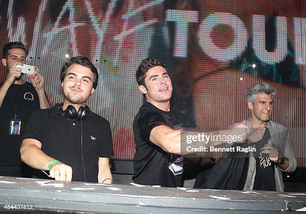 Actor Zac Efron and Max Joseph attend the "We Are Your Friends" Tour Stop Photo Call And After Party at Marquee on August 18, 2015 in New York City.