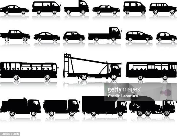 detailed vehicles - truck side view stock illustrations