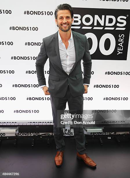 Tim Robards poses during Bonds 100th birthday celebration event at Cafe Sydney on August 19, 2015 in Sydney, Australia.