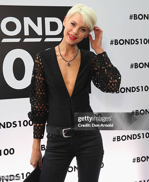 Kate Peck poses during Bonds 100th birthday celebration event at Cafe Sydney on August 19, 2015 in Sydney, Australia.