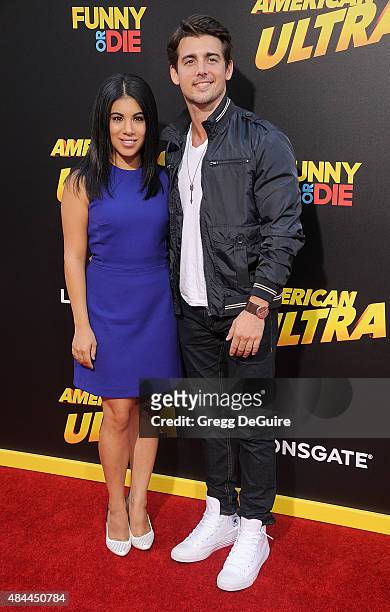 Actors Chrissie Fit and John DeLuca arrive at the premiere of Lionsgate's "American Ultra" at Ace Theater Downtown LA on August 18, 2015 in Los...