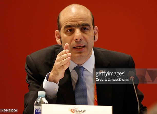 General Secretary Essar Gabriel during the 50th IAAF Congress at the China National Convention Centre, CNCC on August 19, 2015 in Beijing, China.