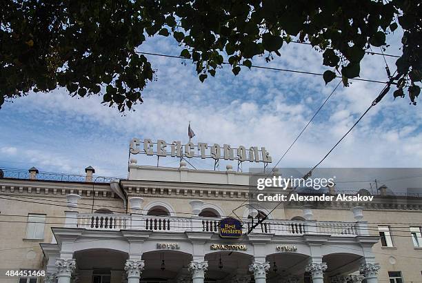 Hotel "Sevastopol" on August 15, 2015 in Sevastopol, Crimea. Russian President Vladimir Putin signed a bill in March 2014 to annexe the Crimean...