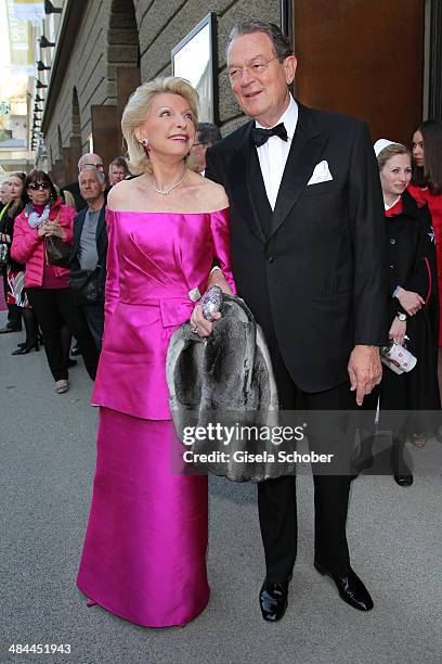 Elisabeth Schaeffler and her boyfriend Juergen Thurmann attend the opening of the easter festival 2014 on April 12, 2014 in Salzburg, Austria.