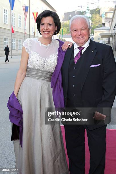 Eckart Witzigmann and his girlfriend Nicola Schnelldorfer attend the opening of the easter festival 2014 on April 12, 2014 in Salzburg, Austria.