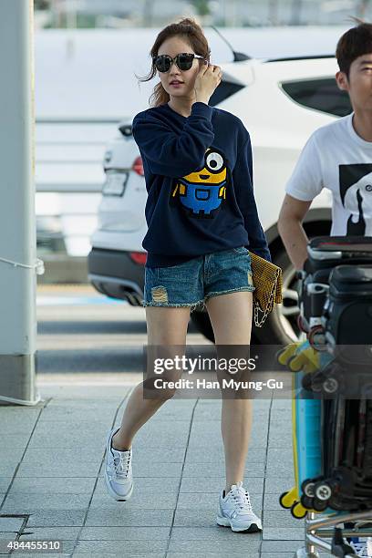 South Korean actress Sung Yu-Ri is seen on departure at the Incheon International Airport on August 18, 2015 in Incheon, South Korea.