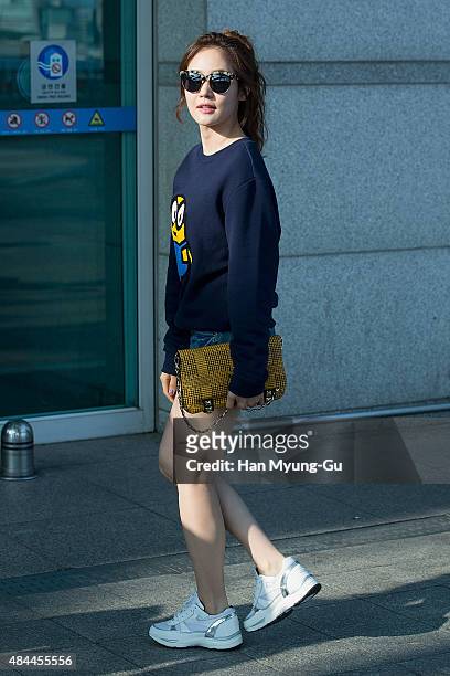 South Korean actress Sung Yu-Ri is seen on departure at the Incheon International Airport on August 18, 2015 in Incheon, South Korea.