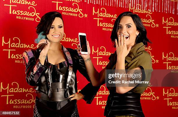 Demi Lovato receives the ultimate 23rd birthday gift from Madame Tussauds Hollywood: her own wax figure on August 17, 2015 in Hollywood, California.