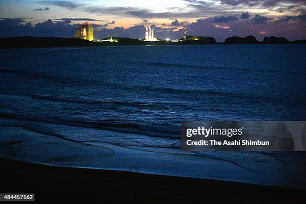 The H-IIB Rocket is seen on the launch pad at the Japan Aerospace Exploration Agency's Tanegashima Space Center on August 19, 2015 in Minamitane,...