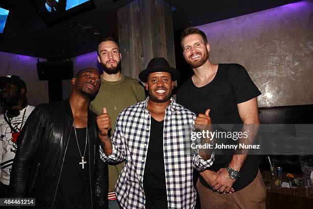Actor Jay Pharoah, professional basketball player Miles Plumlee, producer Kenny Hamilton, and professional basketball player Shavlik Randolph attend...