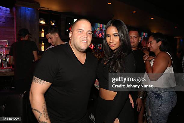 Music executive Johnny Marines and Sheila Garrido attend the Punk'd! Private Celebrity Viewing Party at The Royal on August 18 in New York City.